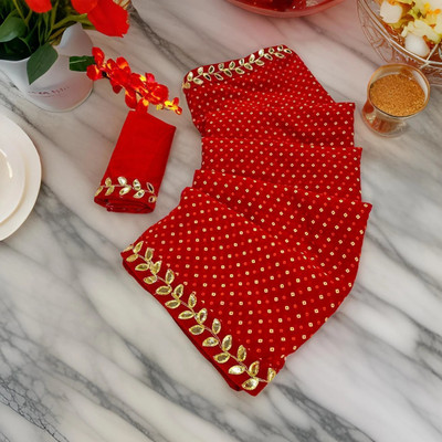 Damru trendz Digital Print Bandhani Georgette Saree(Pack of 2, Red)