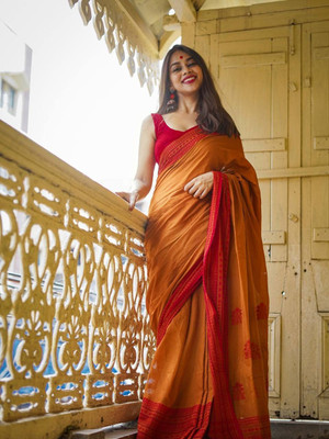 Ghan Sals Embellished Kanjivaram Jacquard Saree(Orange)