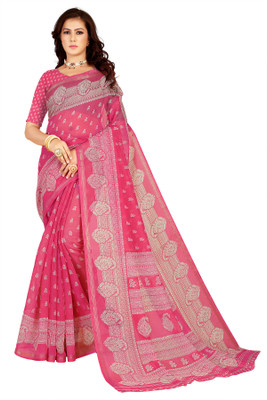 Kanooda Prints Printed Chanderi Chanderi Saree(Multicolor)