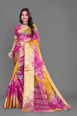 Aarunika MT Solid/Plain Bollywood Organza Saree(Yellow)