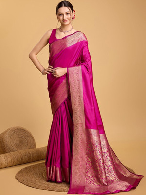 Moda Rapido Woven Daily Wear Silk Blend Saree(Magenta)