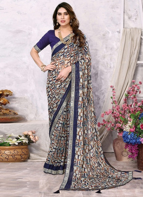 Panchvati NX Floral Print Bollywood Georgette Saree(Multicolor)