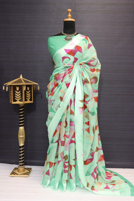 HouseOfCommon Printed Chanderi Chanderi, Cotton Blend Saree(Multicolor)