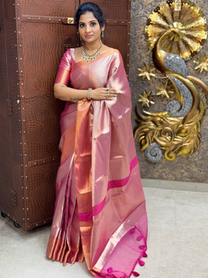 Banaras silk palace Woven Banarasi Tissue Saree(Red)