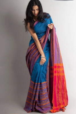 SSK Self Design Bollywood Handloom Cotton Blend Saree(Multicolor)