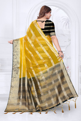 Aarunika LGF Solid/Plain Bollywood Organza Saree(Green)