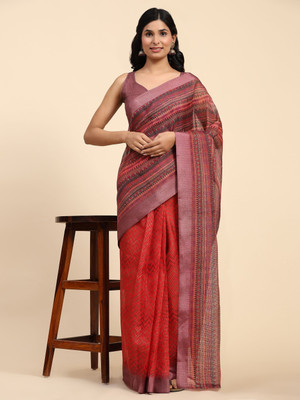 Rachna Floral Print Bollywood Art Silk Saree(Red)