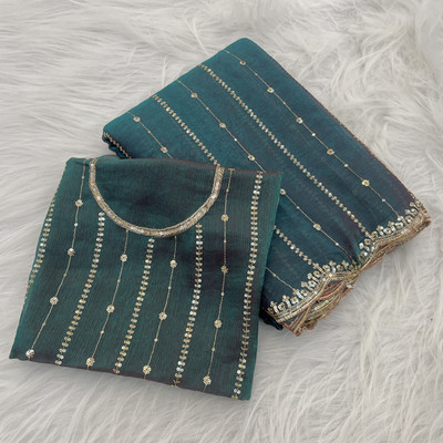 K 5 FASHION Embellished, Self Design Bollywood Jimmy choo Saree(Light Blue)