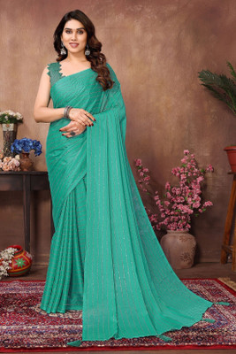 RAJESHWAR FASHION Embellished Bollywood Satin, Pure Silk Saree(Light Green)