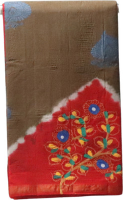 NB Cotton World Hand Painted, Woven Daily Wear Pure Cotton Saree(Beige)