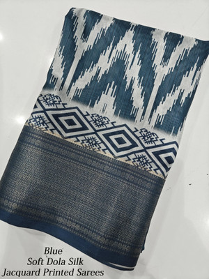 J6 Designers Printed Hand Batik Cotton Silk Saree(Blue, Grey)