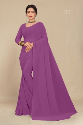 STAVA CREATION Solid/Plain Daily Wear Georgette Saree(Magenta)