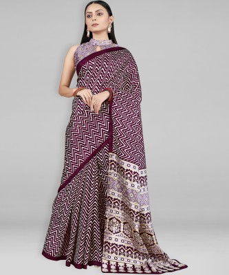 Divastri Printed Daily Wear Silk Blend Saree(Purple)