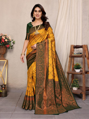 ADESHETHNICWEAR Self Design Banarasi Art Silk Saree(Green)