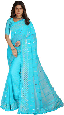 DRASHTI Embroidered Bollywood Georgette Saree(Yellow)