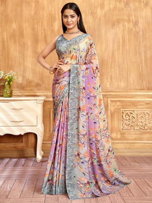 Divastri Printed Bollywood Crepe Saree(Grey)