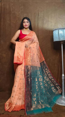 Mondal Saree Centre Printed Bollywood Cotton Silk Saree(Blue, Beige)