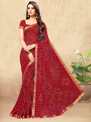 ANOUK Embellished Daily Wear Chiffon Saree(Maroon)