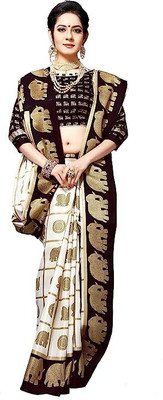 Sadik Fashions Self Design Handloom Pure Silk Saree(Multicolor)