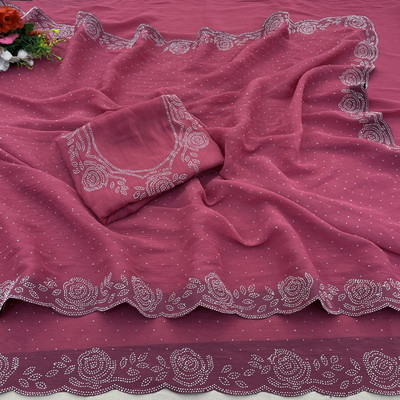 SHUBHDRASHTI NX Embellished Bollywood Organza Saree(Pink)