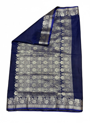 Arzoo kala textiles Woven, Self Design Banarasi Cotton Silk Saree(Pack of 2, Blue, Silver)