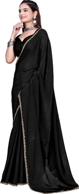 PRTRENDZ Self Design, Embroidered Kanjivaram Jimmy choo, Chiffon Saree(Black)