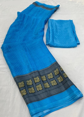 Vichitra Printed Bollywood Georgette Saree(Light Blue)