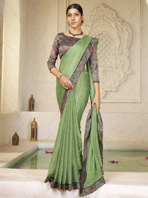 Divastri Embellished Bollywood Chiffon Saree(Light Green)