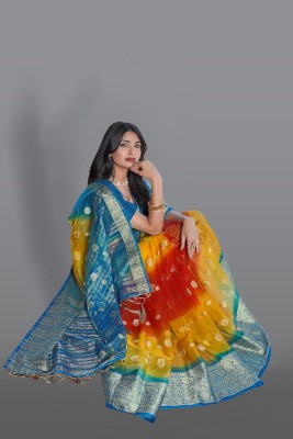 KOTHARI KS Woven Bandhani Organza Saree(Multicolor)