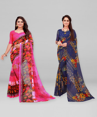 Divastri Printed Daily Wear Georgette Saree(Pack of 2, Multicolor)