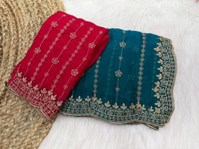 bhavika silk mills Embroidered Bollywood Georgette Saree(Blue)