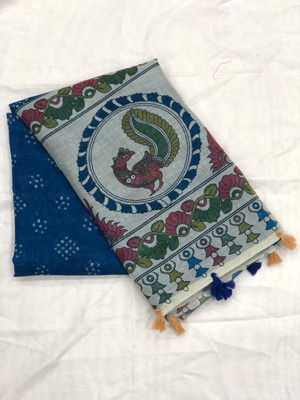 Arpita Fashion Digital Print, Floral Print Bollywood Linen Saree(Multicolor)