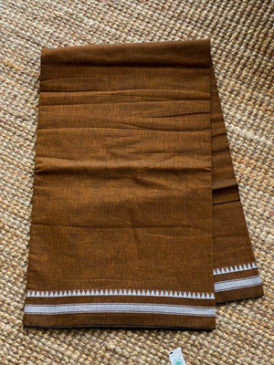 TRFASHIONHUB Solid/Plain Handloom Cotton Blend Saree(Mustard)