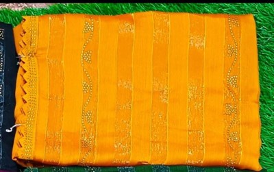 Siroski work lxyel Dyed Leheria Nylon Saree(Yellow)