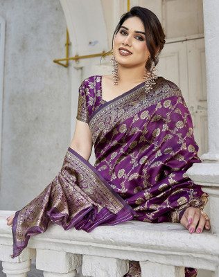 YASHIKA Woven Kanjivaram Art Silk Saree(Purple)