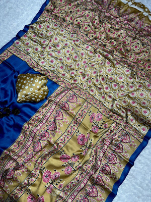 NavinyaVastra Printed Bollywood Silk Blend Saree(Blue)