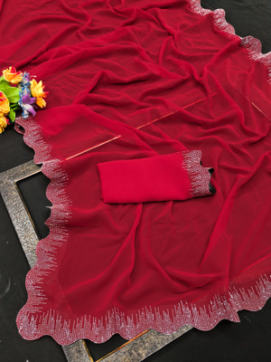 Rich Choice Embellished Bollywood Georgette Saree(Red)