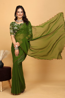 Shatayu Embroidered Bollywood Georgette Saree(Green)
