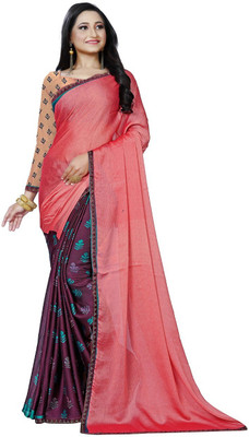 Ruhabs Printed Daily Wear Crepe Saree(Pink)