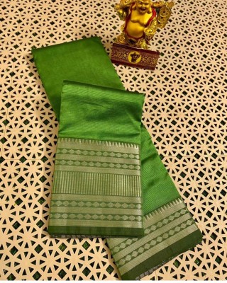 bgp Self Design Bhagalpuri Cotton Silk Saree(Green)