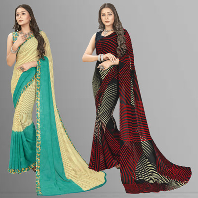 kashvi sarees Floral Print Daily Wear Georgette Saree(Pack of 2, Multicolor)