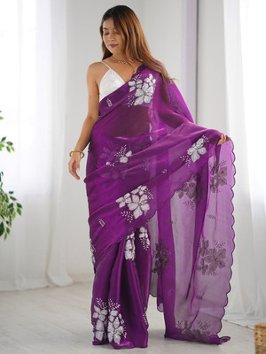 Divastri Embellished Bollywood Jimmy choo Saree(Magenta)