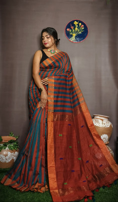 SAYAN CREATION Self Design Handloom Pure Cotton Saree(Multicolor)