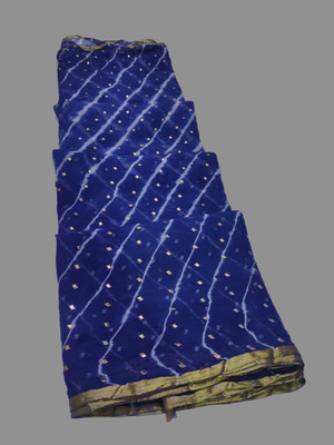 KHATRI AND SONS Geometric Print Leheria Chiffon Saree(Blue)