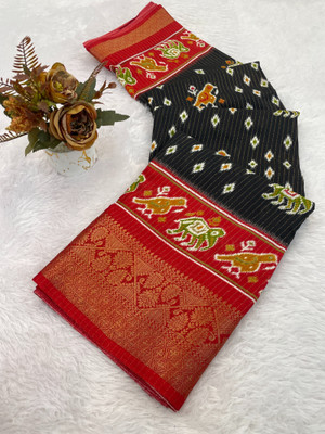 Julee Printed Bollywood Silk Blend Saree(Multicolor)