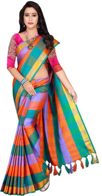 JK ETHNIC WEAR Self Design Chanderi Cotton Silk Saree(Multicolor)