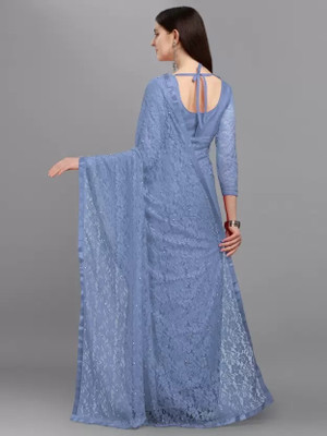 Paanthcreation Self Design Bollywood Net Saree(Grey)