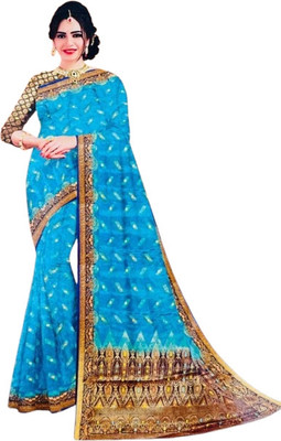 Pallu Patola Woven Banarasi Art Silk Saree(Light Blue)