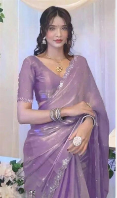 Shilpa Fashion Embroidered Bollywood Net Saree(Purple)