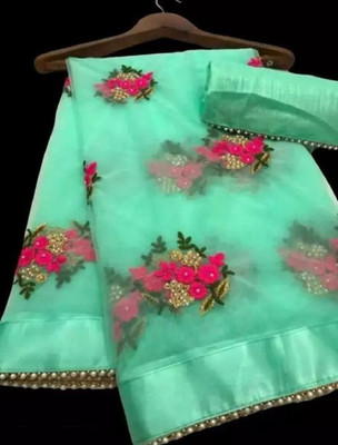vallavi fashion Embroidered Bollywood Net Saree(Multicolor)